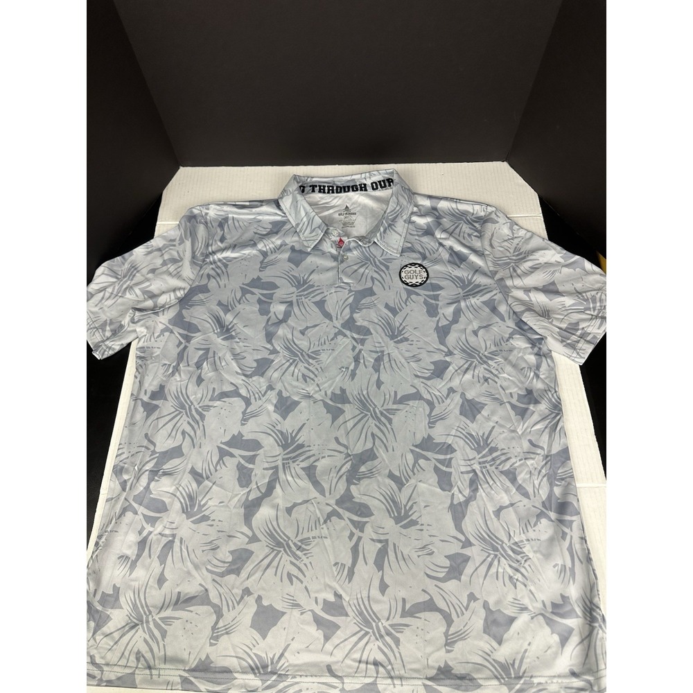 Golf‎ Blooded Polo Shirt Hibiscus AOP Gray Size 2XL